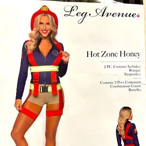 2 Piece Leg Avenue Hot Zone Honey Fire Fighter Costume Size Petite/Small